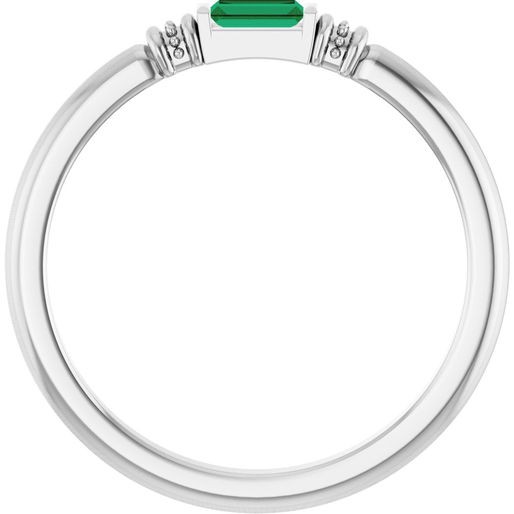 Sterling Silver Lab-Grown Emerald Stackable Ring