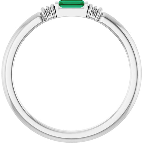 Sterling Silver Lab-Grown Emerald Stackable Ring