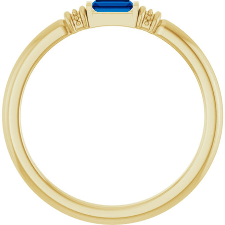 14K Yellow Lab-Grown Blue Sapphire Stackable Ring