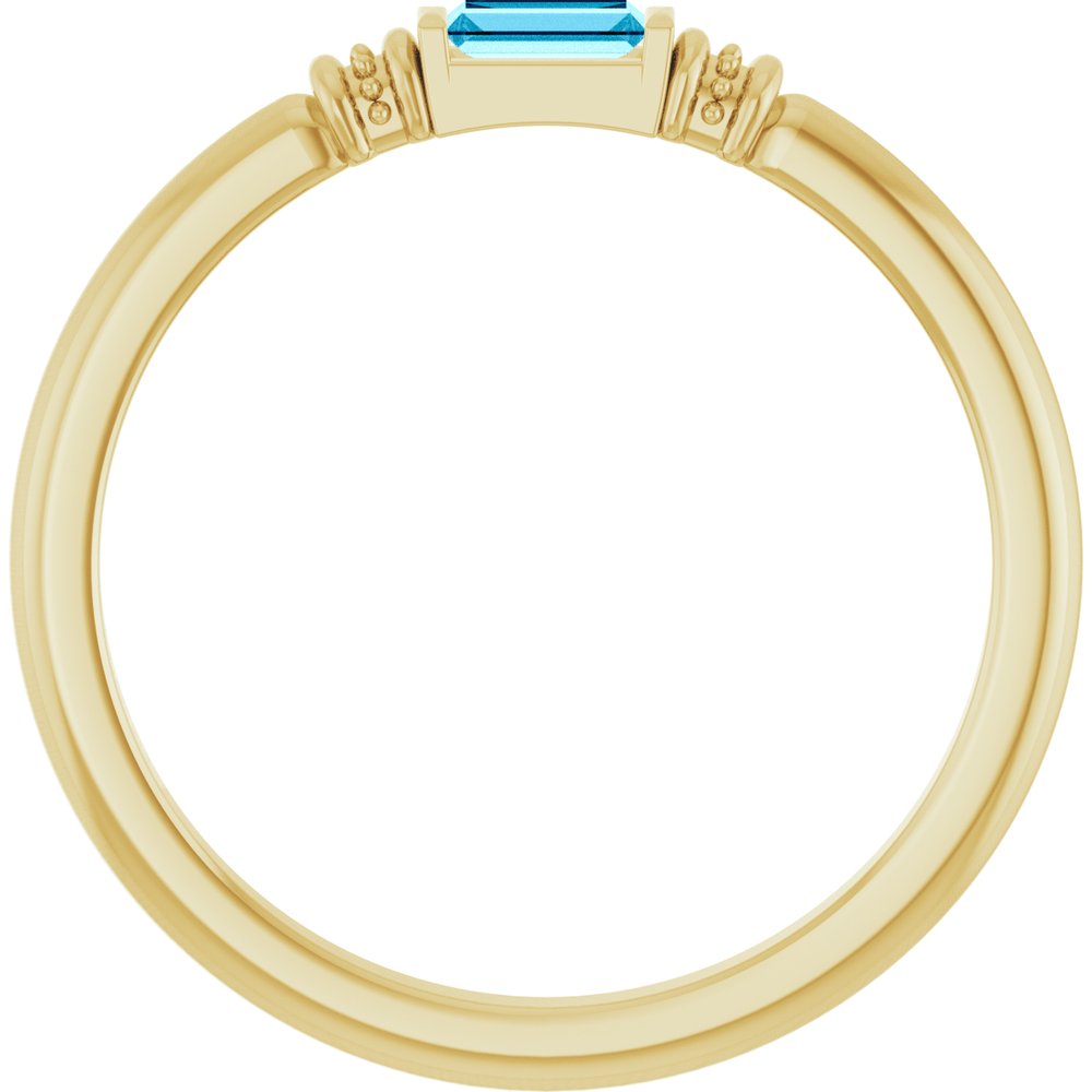 14K Yellow Gold Lab-Grown Aqua Sapphire Stackable Ring