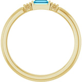 14K Yellow Gold Lab-Grown Aqua Sapphire Stackable Ring