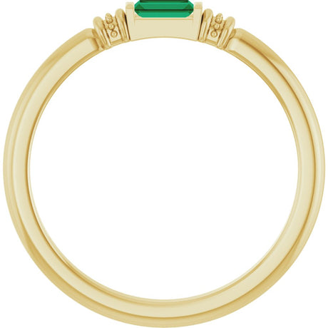 14K Yellow Gold Lab-Grown Emerald Stackable Ring