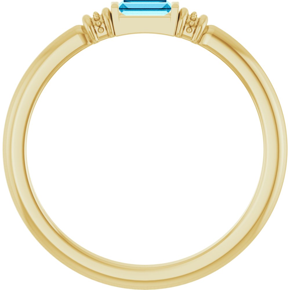 14K Yellow Lab-Grown Aqua Sapphire Stackable Ring