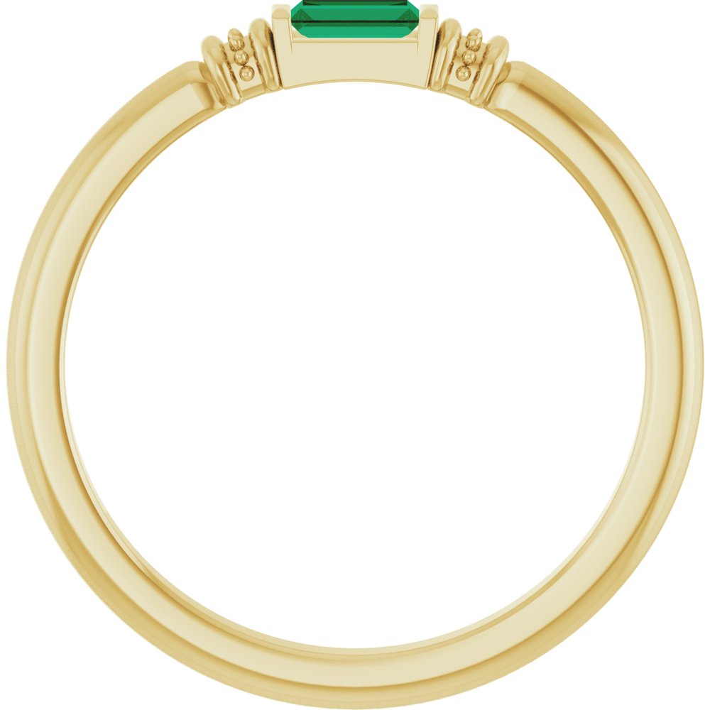 14K Yellow Gold Lab-Grown Emerald Stackable Ring