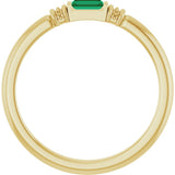 14K Yellow Gold Lab-Grown Emerald Stackable Ring