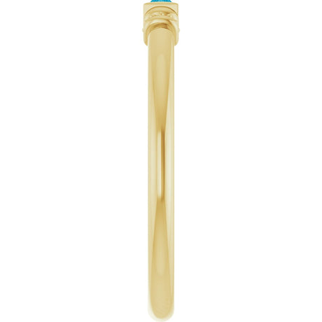 14K Yellow Lab-Grown Aqua Sapphire Stackable Ring