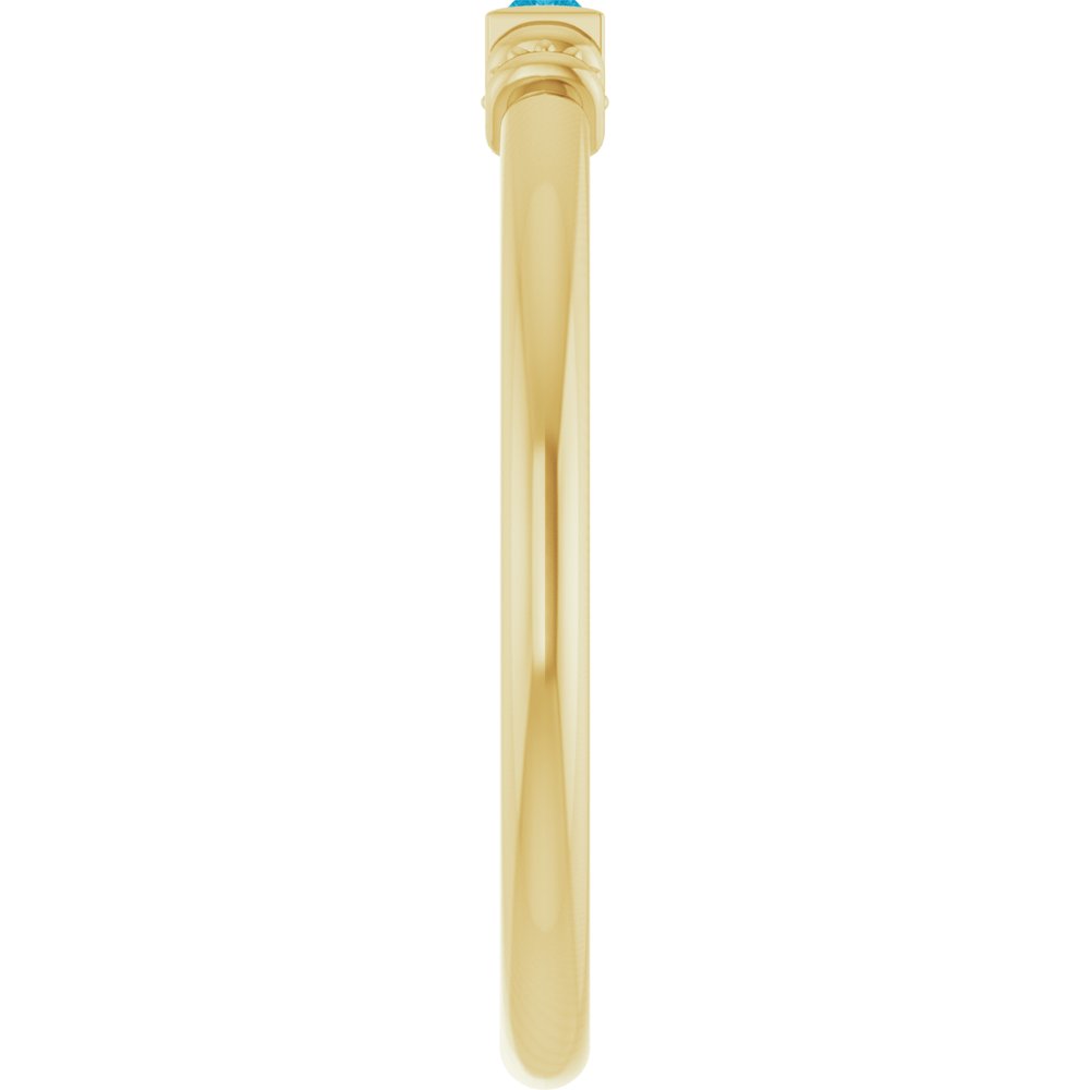 14K Yellow Gold Lab-Grown Aqua Sapphire Stackable Ring