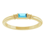 14K Yellow Gold Lab-Grown Aqua Sapphire Stackable Ring