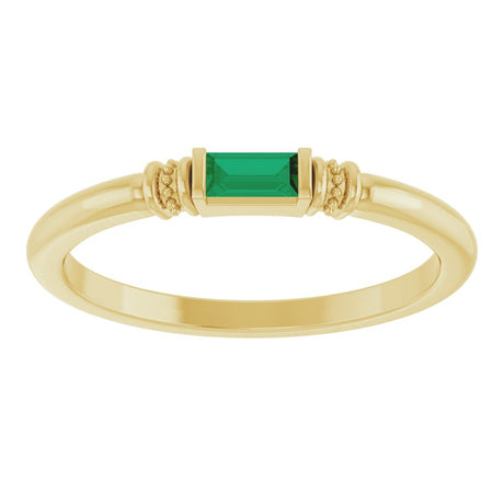 14K Yellow Gold Lab-Grown Emerald Stackable Ring