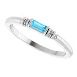 14K White Gold Lab-Grown Aqua Sapphire Stackable Ring