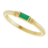 14K Yellow Gold Lab-Grown Emerald Stackable Ring