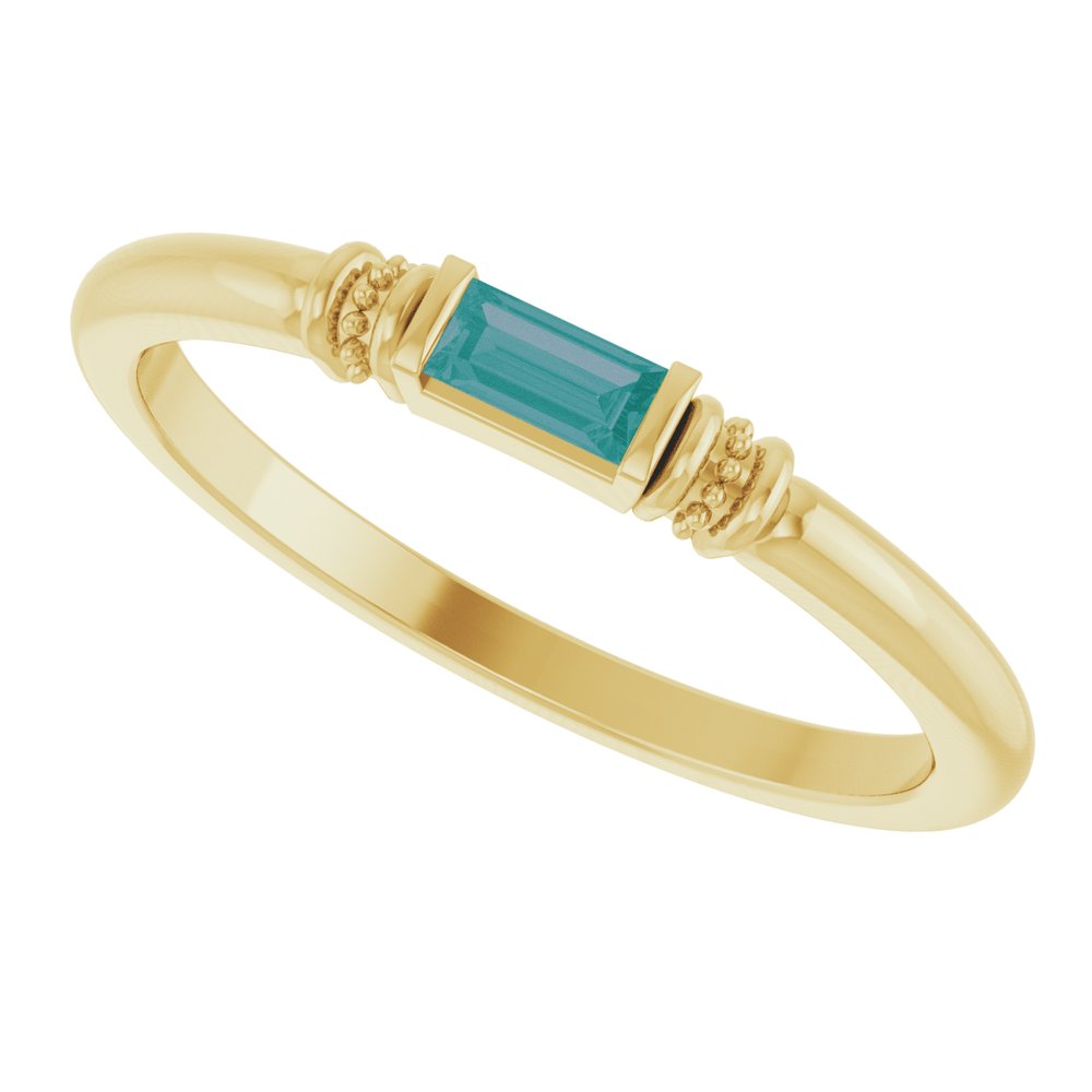 14K Yellow Gold Lab-Grown Alexandrite Stackable Ring