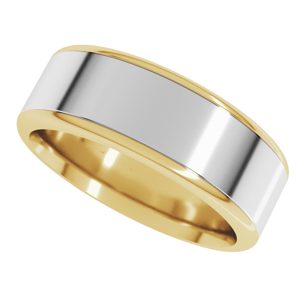 14K Yellow/White 7 mm Round Edge Flat Band Size 9