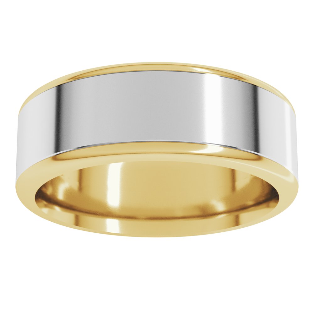 14K Yellow/White 7 mm Round Edge Flat Band Size 9