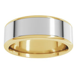 14K Yellow/White 7 mm Round Edge Flat Band Size 9