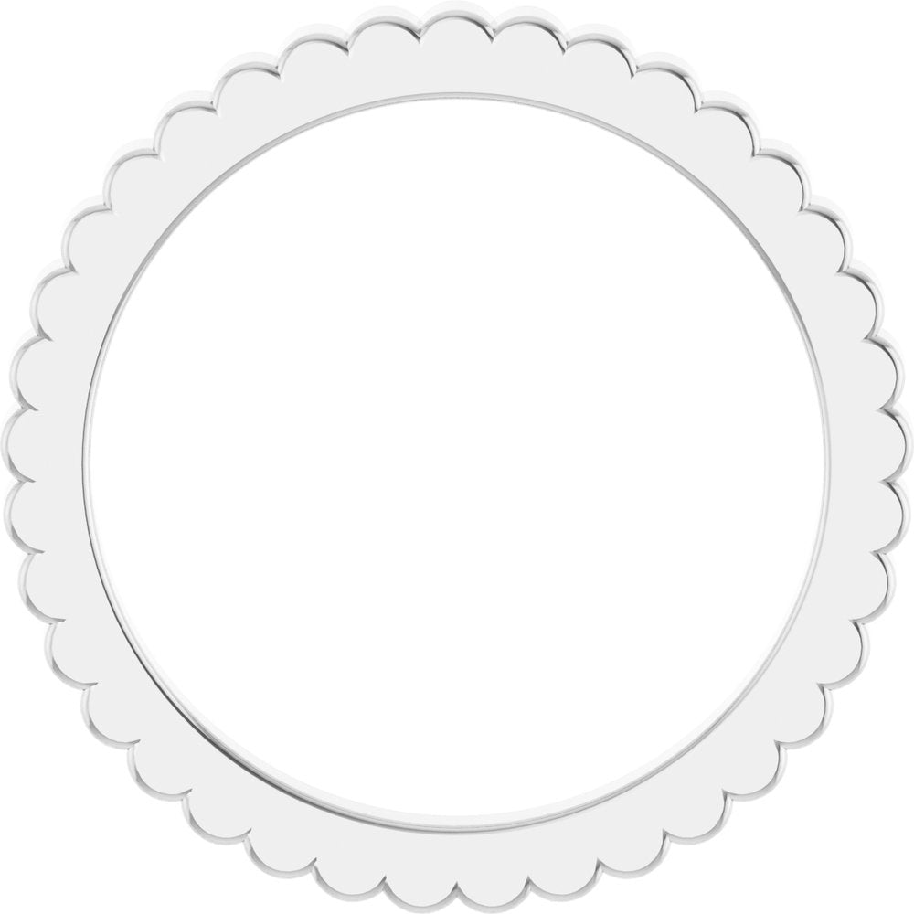 14K White Gold 1.5 mm Grooved Half Round Band Size 5