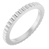 14K White Gold 1.5 mm Grooved Half Round Band Size 5