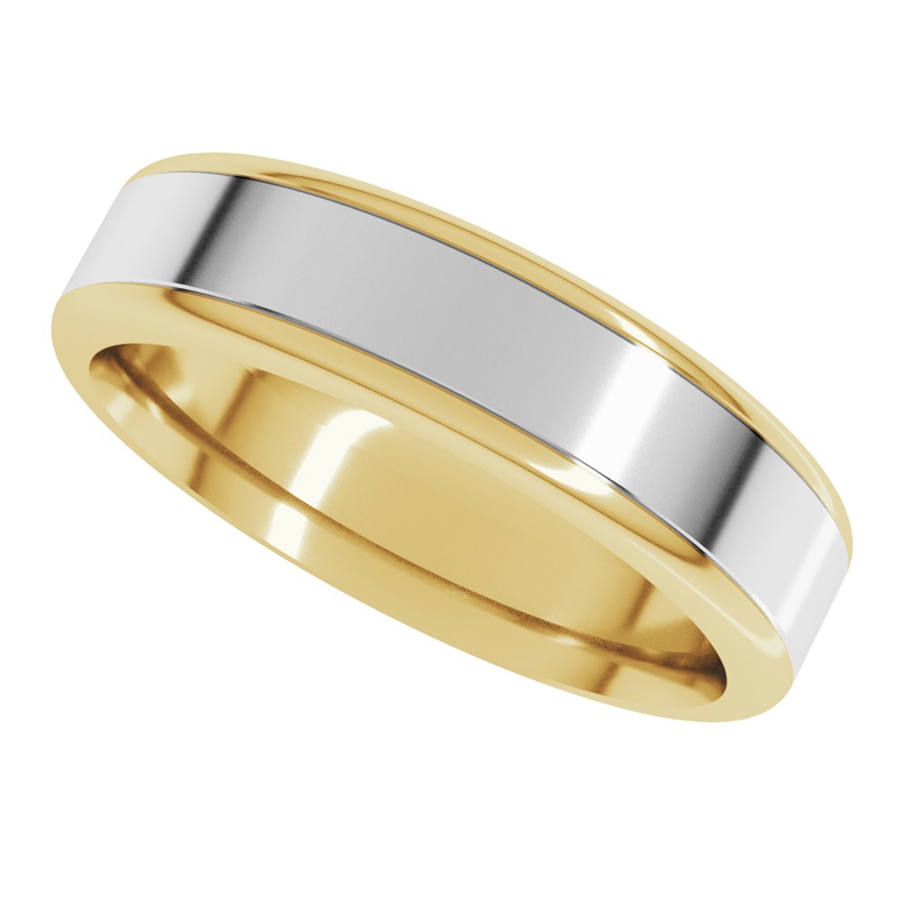 14K Yellow/White 5 mm Flat Band with Round Edge