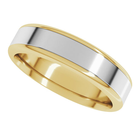 14K Yellow/White 5 mm Flat Band with Round Edge