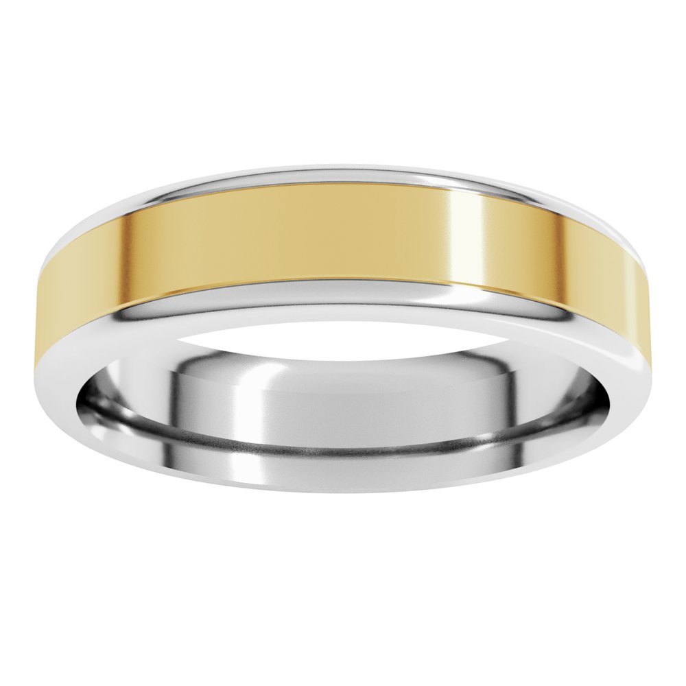 14K White/Yellow 5 mm Round Edge Flat Band Size 10