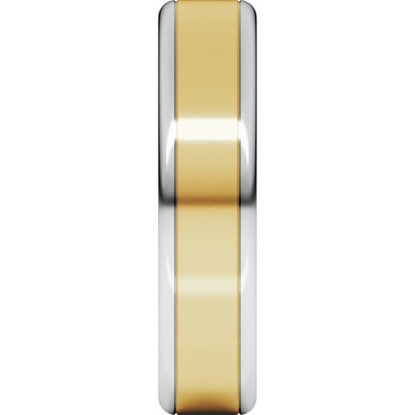 14K White/Yellow 5 mm Round Edge Flat Band Size 7