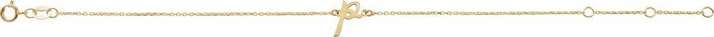 14K Yellow Gold Initial P 6 1/2-7 1/2" Bracelet