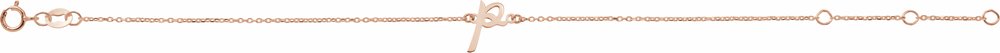 14K Rose Initial P 6 1/2-7 1/2" Bracelet