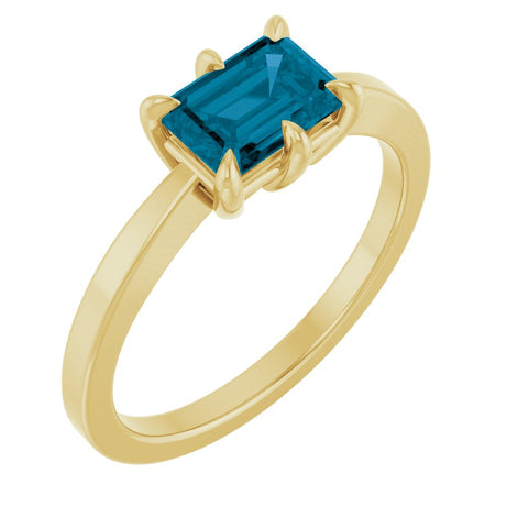 14K Yellow Natural London Blue Topaz Ring