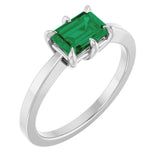 Sterling Silver Lab-Grown Emerald Ring