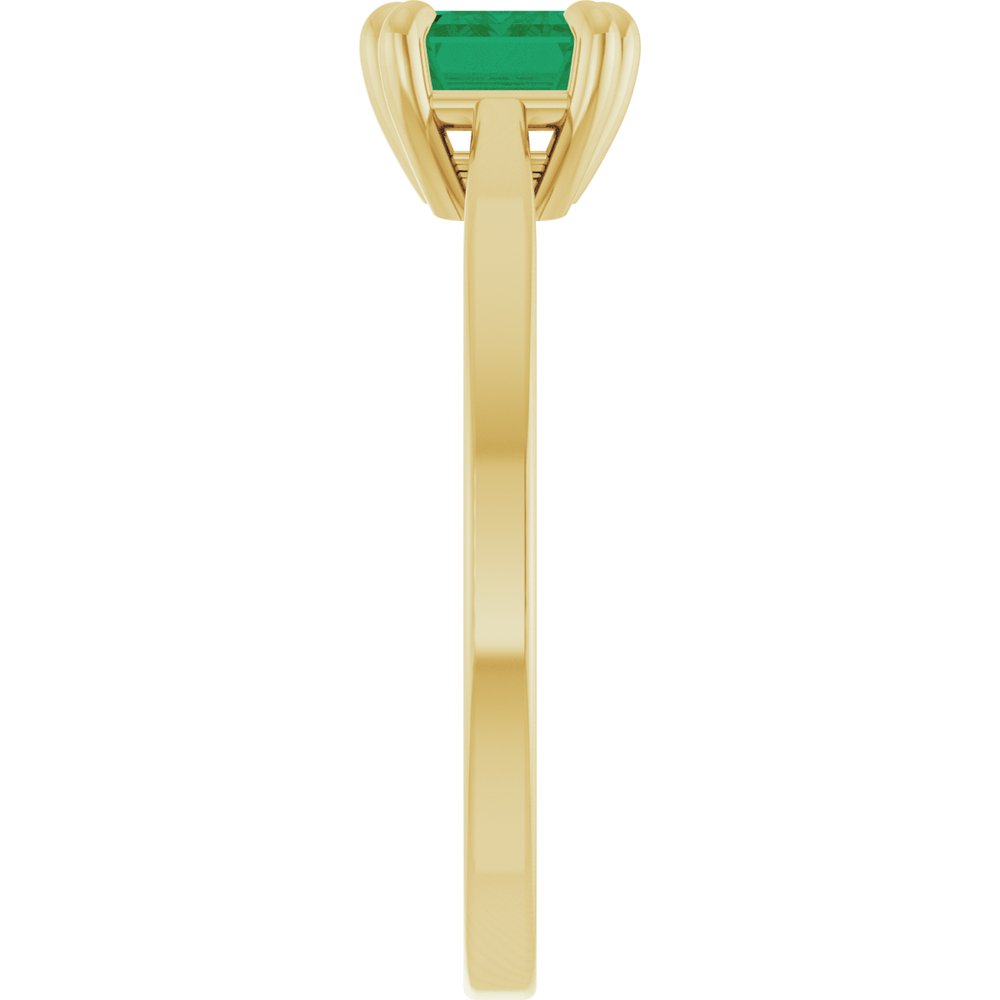 14K Yellow Gold Lab-Grown Emerald Ring
