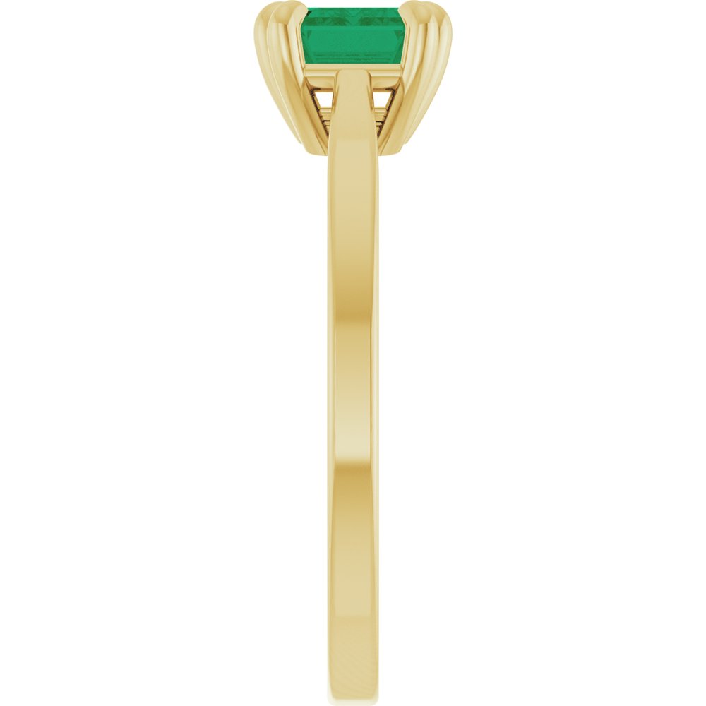 14K Yellow Lab-Grown Emerald Ring