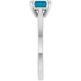 14K White Natural London Blue Topaz Ring