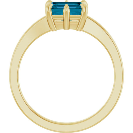 14K Yellow Natural London Blue Topaz Ring