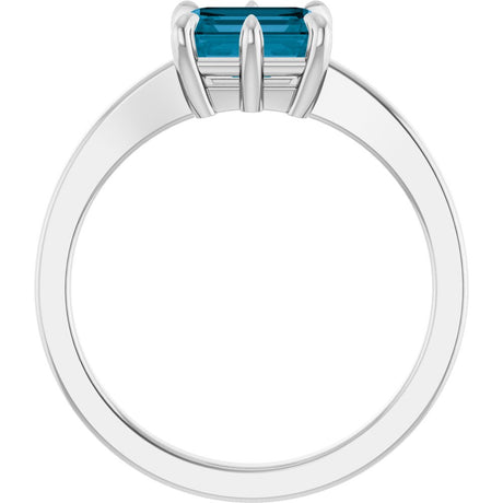 14K White Natural London Blue Topaz Ring