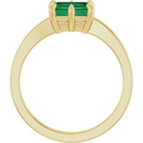 14K Yellow Lab-Grown Emerald Ring