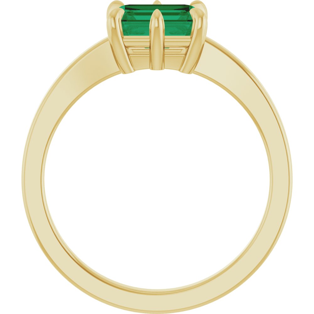14K Yellow Gold Lab-Grown Emerald Ring