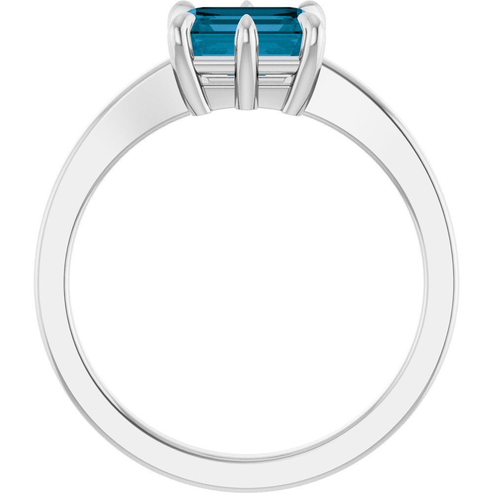 14K White Natural London Blue Topaz Ring