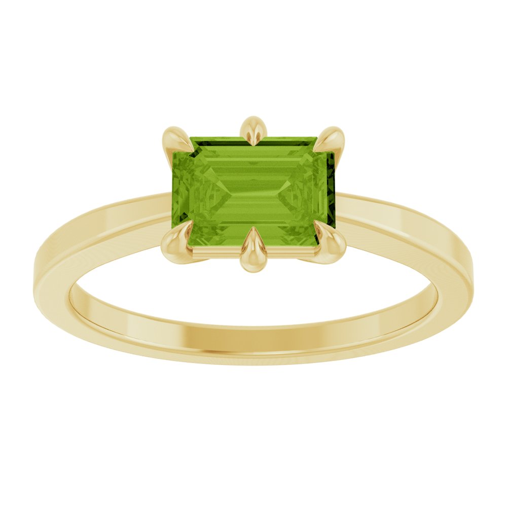 14K Yellow Natural Peridot Ring