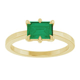 14K Yellow Lab-Grown Emerald Ring