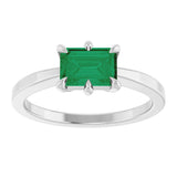 Sterling Silver Lab-Grown Emerald Ring