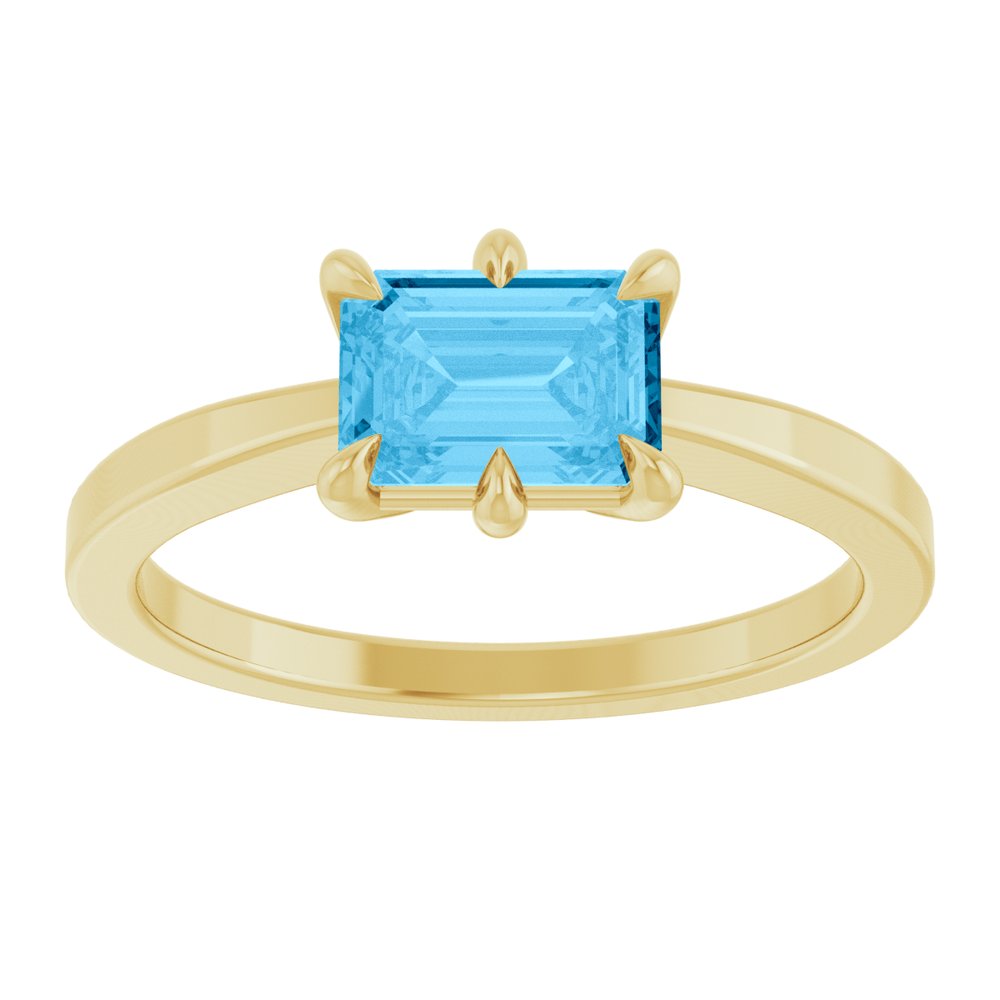 14K Yellow Natural Swiss Blue Topaz Ring