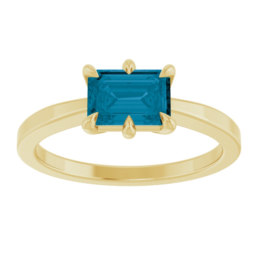 14K Yellow Natural London Blue Topaz Ring