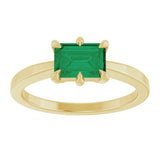 14K Yellow Gold Lab-Grown Emerald Ring