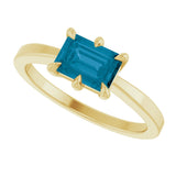 14K Yellow Natural London Blue Topaz Ring