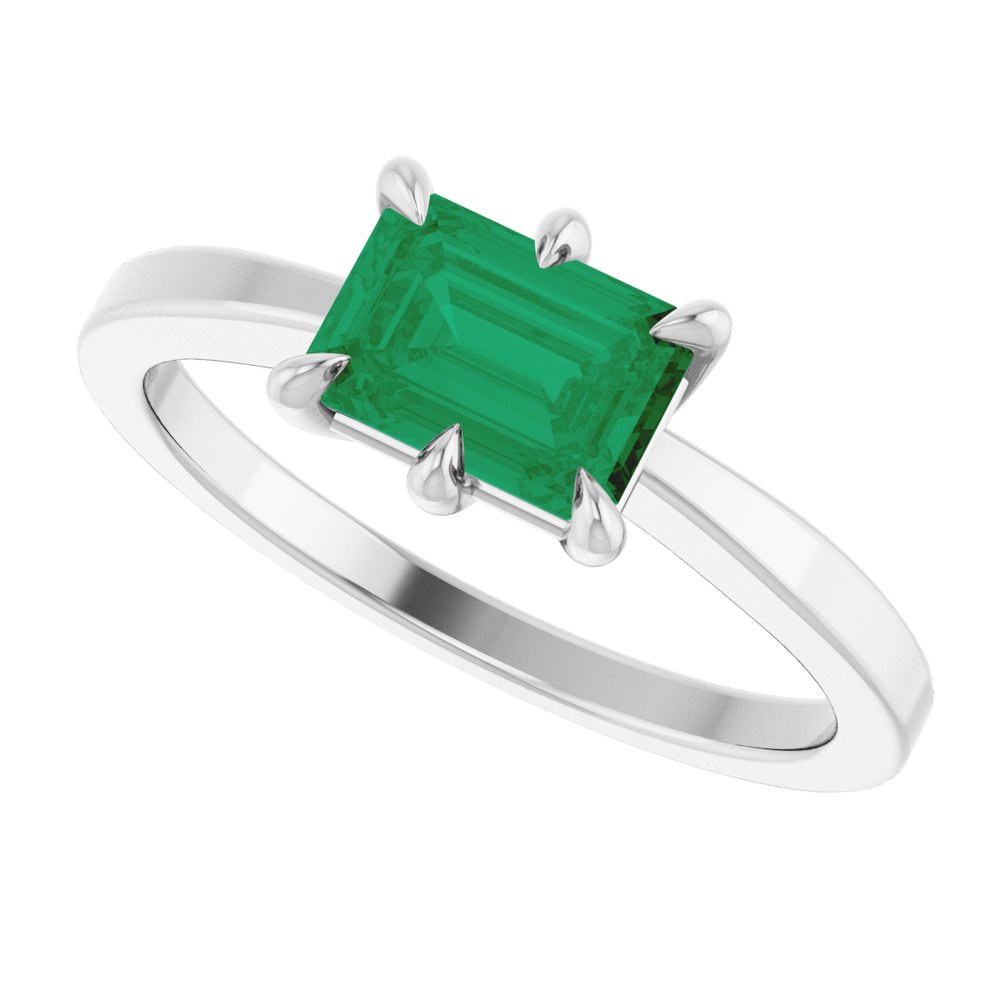 Sterling Silver Lab-Grown Emerald Ring