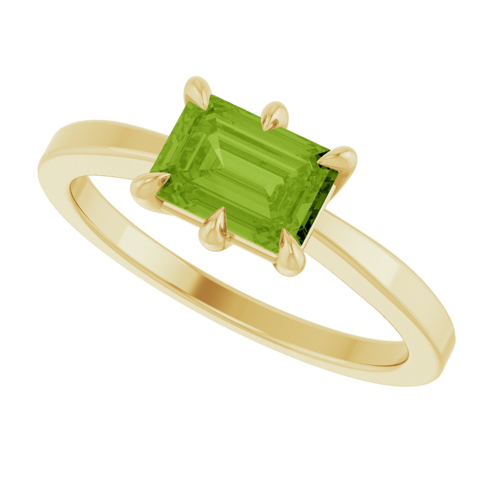 14K Yellow Natural Peridot Ring