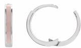 14K White Gold Pink Enamel Hinged 12.1 mm Hoop Earrings