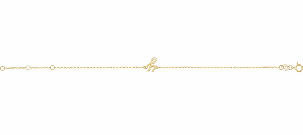 14K Yellow Initial Y 6 1/2-7 1/2" Bracelet