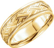 14K Yellow Gold 7 mm Milgrain Woven-Design Comfort-Fit Half Round Band Size 8.5