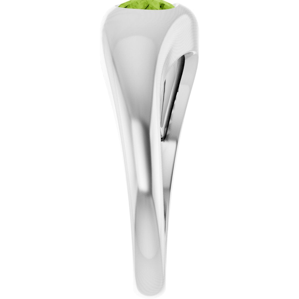 14K White Gold Natural Peridot Ring